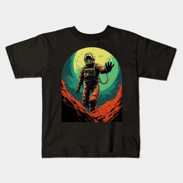 Skeleton Astronaut Sci Fi Horror Kids T-Shirt by ForbiddenGeek